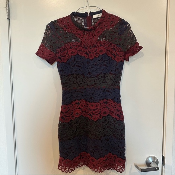 Sandro Rodney lace colorblock mini dress size 1 small worn on CW network - Picture 9 of 11